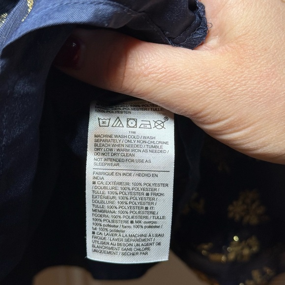 Janie and Jack Dark Marine Floral The Sparkle Holiday Dress Navy Gold Glitter - Picture 10 of 10